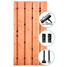 Tuindeur Meckelenburg lariks 195 x 100 cm recht met zwart RVS-slot